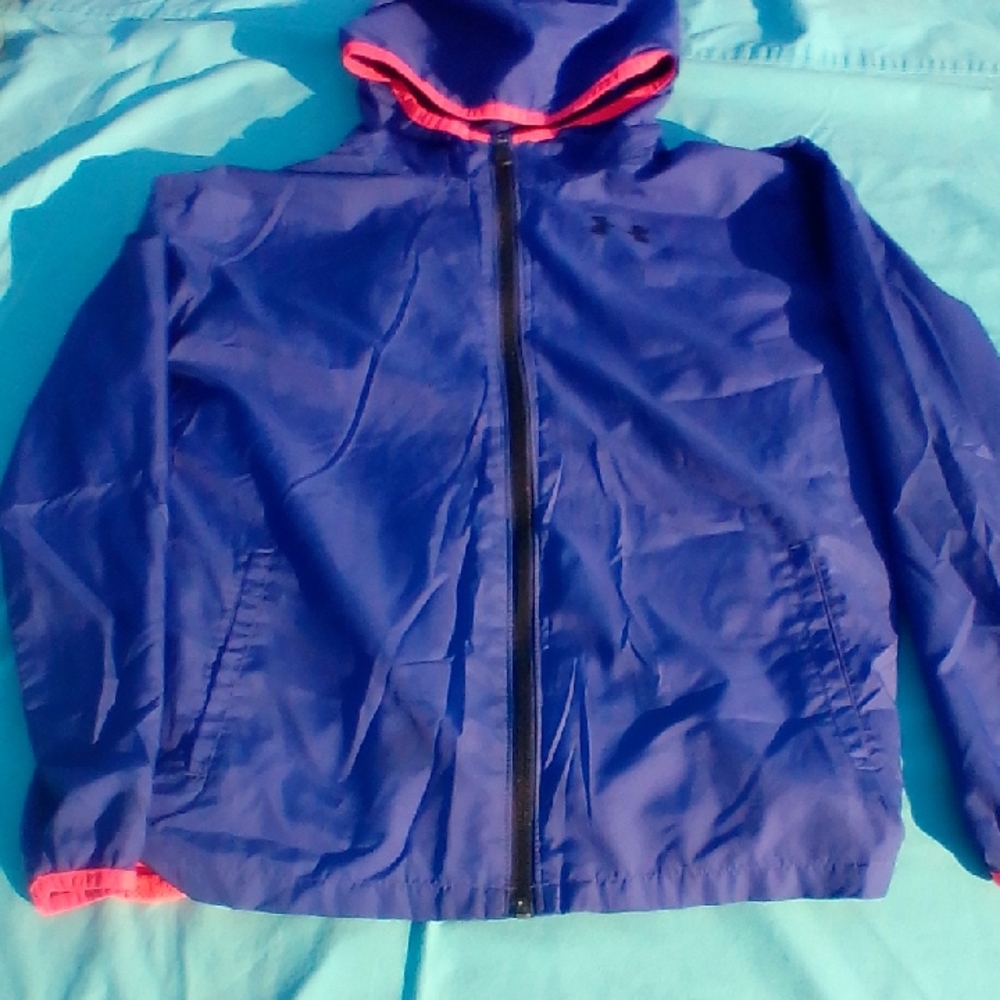 Under Armour Kids Blue Raincoat with Pink Trim